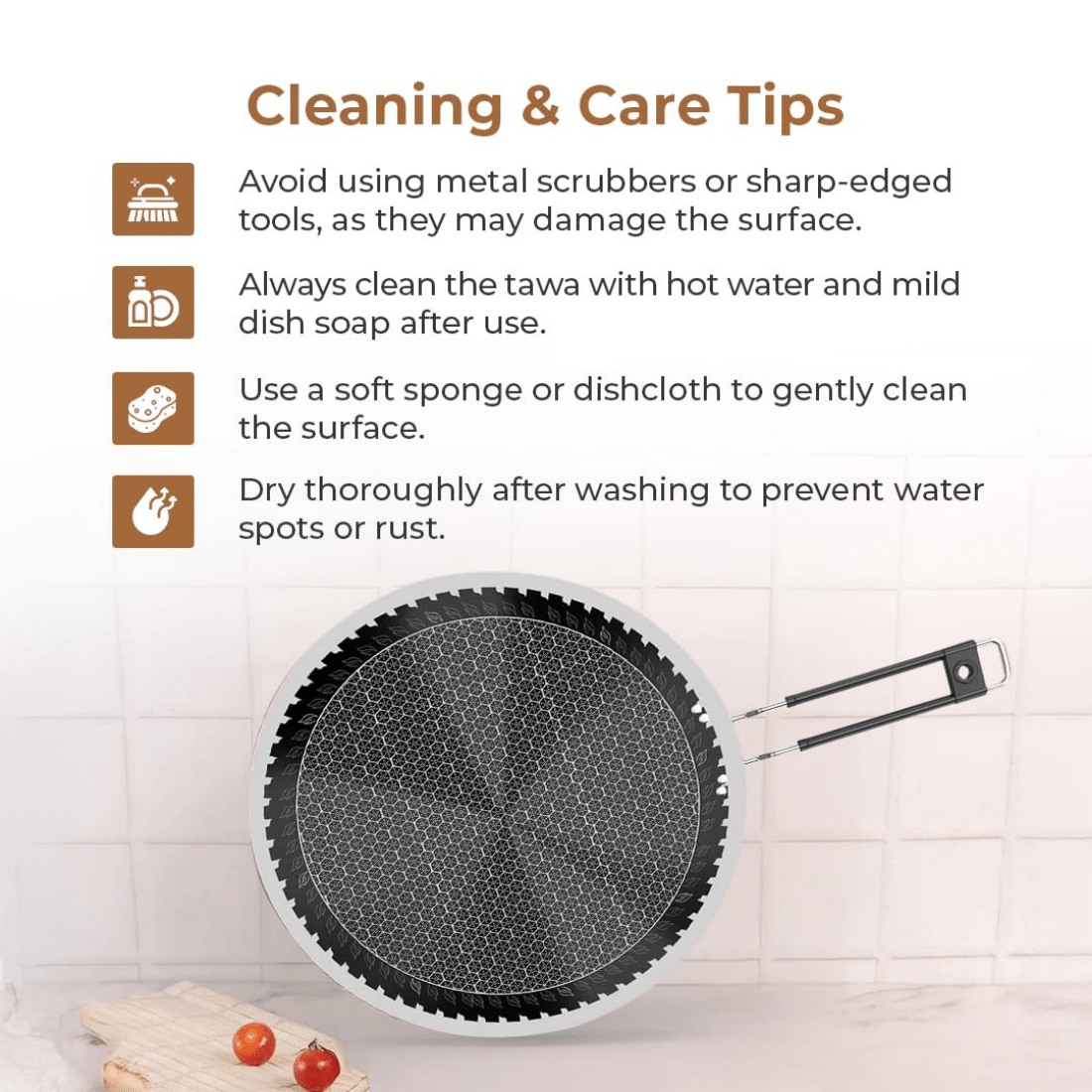 Tri-Ply Stainless Steel Honeycomb Non-Stick Tawa(23cm)