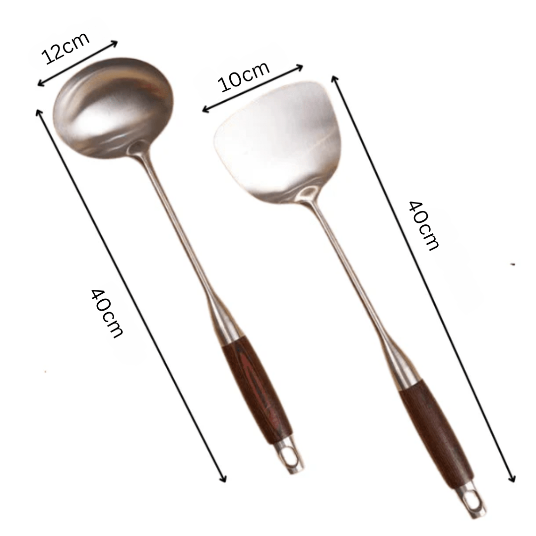 Stainless Steel Kitchen Frying Spoon (2 Piece Set)