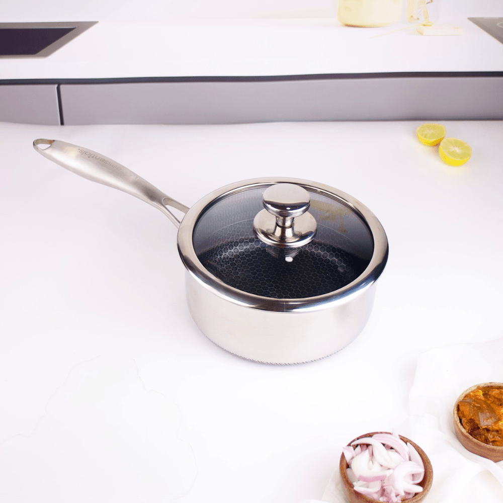 Stainless Steel Multi-Purpose Honeycomb Frying Pan With Lid(18cm)