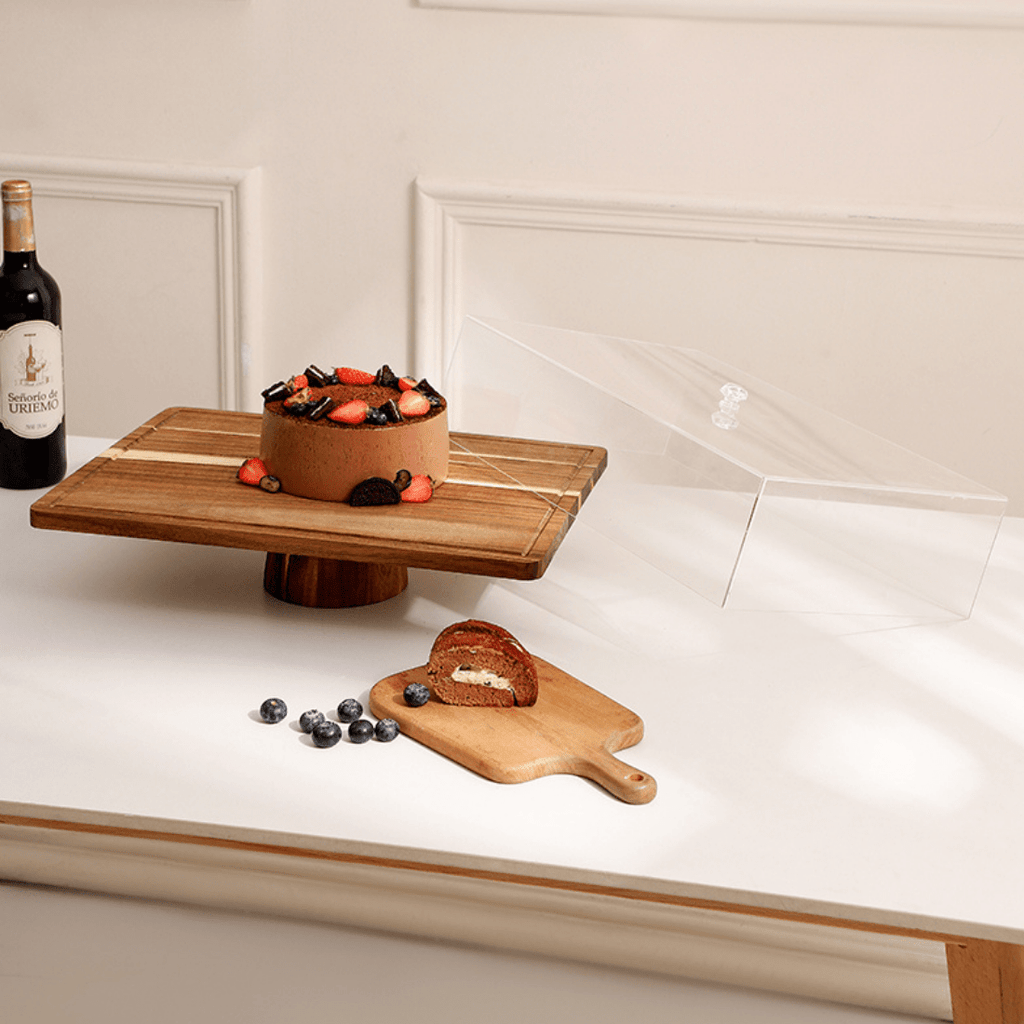 2-in-1 Wooden Dessert Stand with Lid and Serving Tray (43cm)