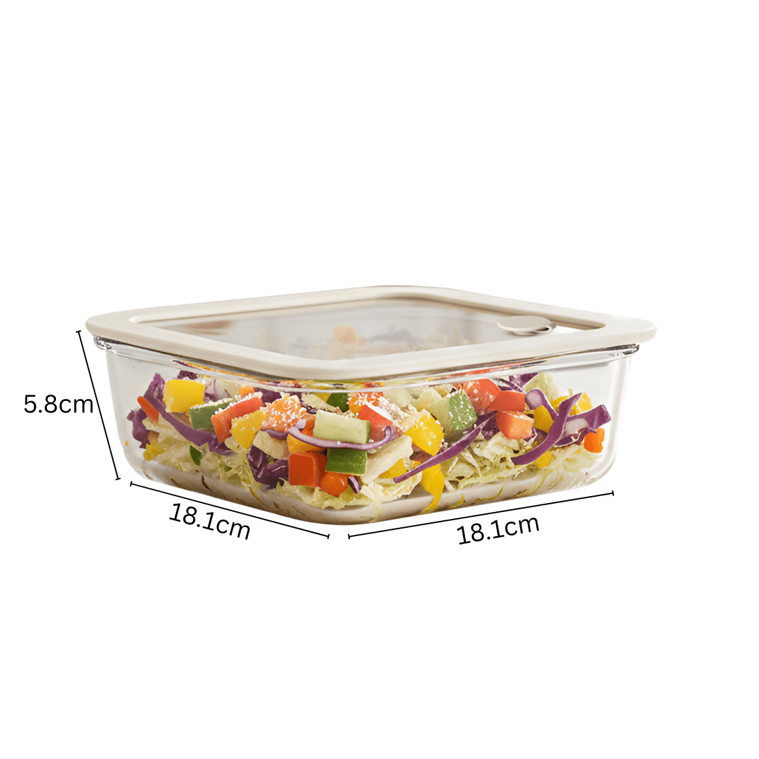 Square Borosilicate Glass Food Container with Vented Lid