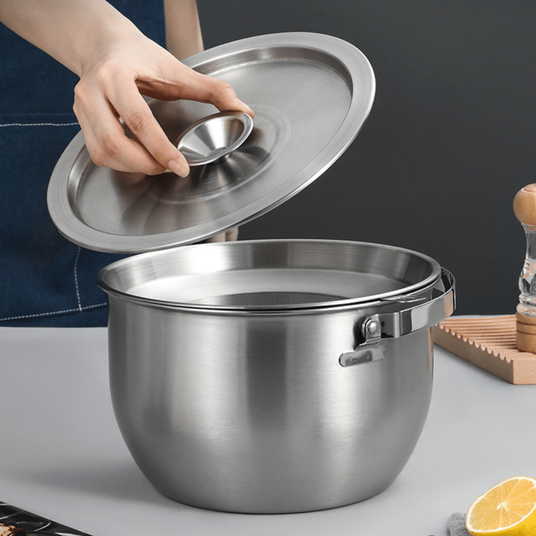 Ultra-Steel Oil Strainer Pot With Handle