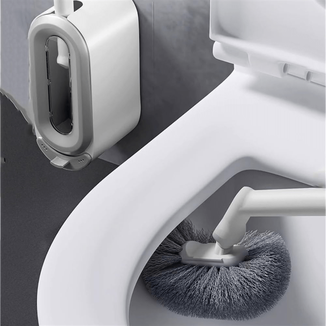 Wall Mounted Toilet Brush Set with Flexible Bristles and Holder