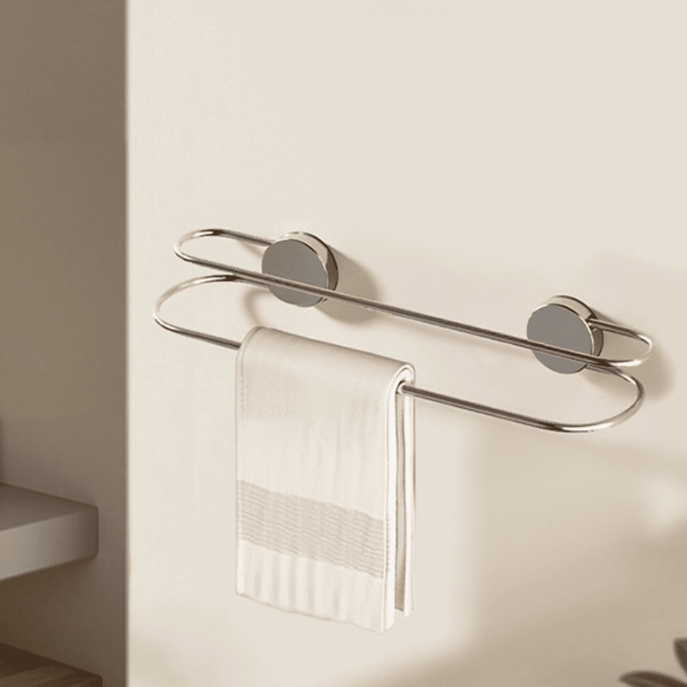 Stainless Steel Punch-Free Suction Cup Double Towel Rack