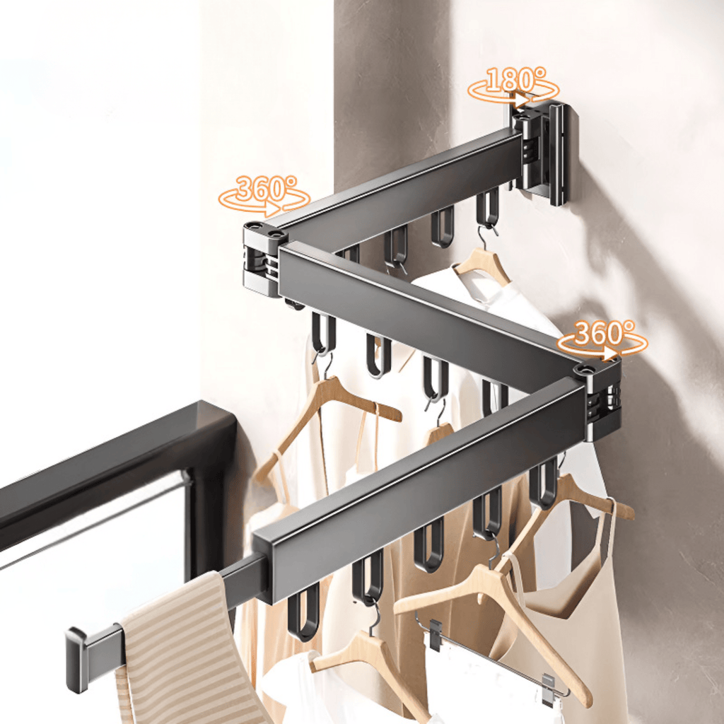 Wall-Mounted Foldable Aluminum Clothes Drying Hanger