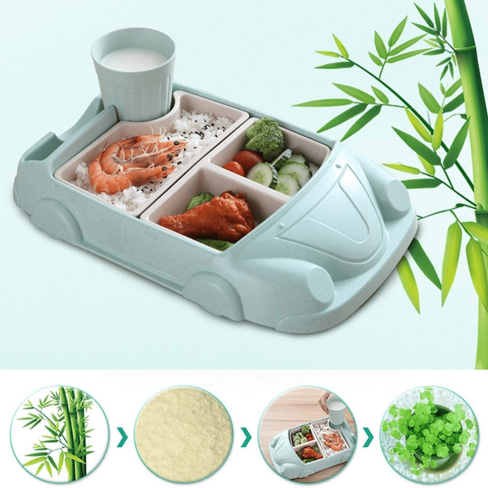 Car Shape Bamboo Fiber Baby Tray