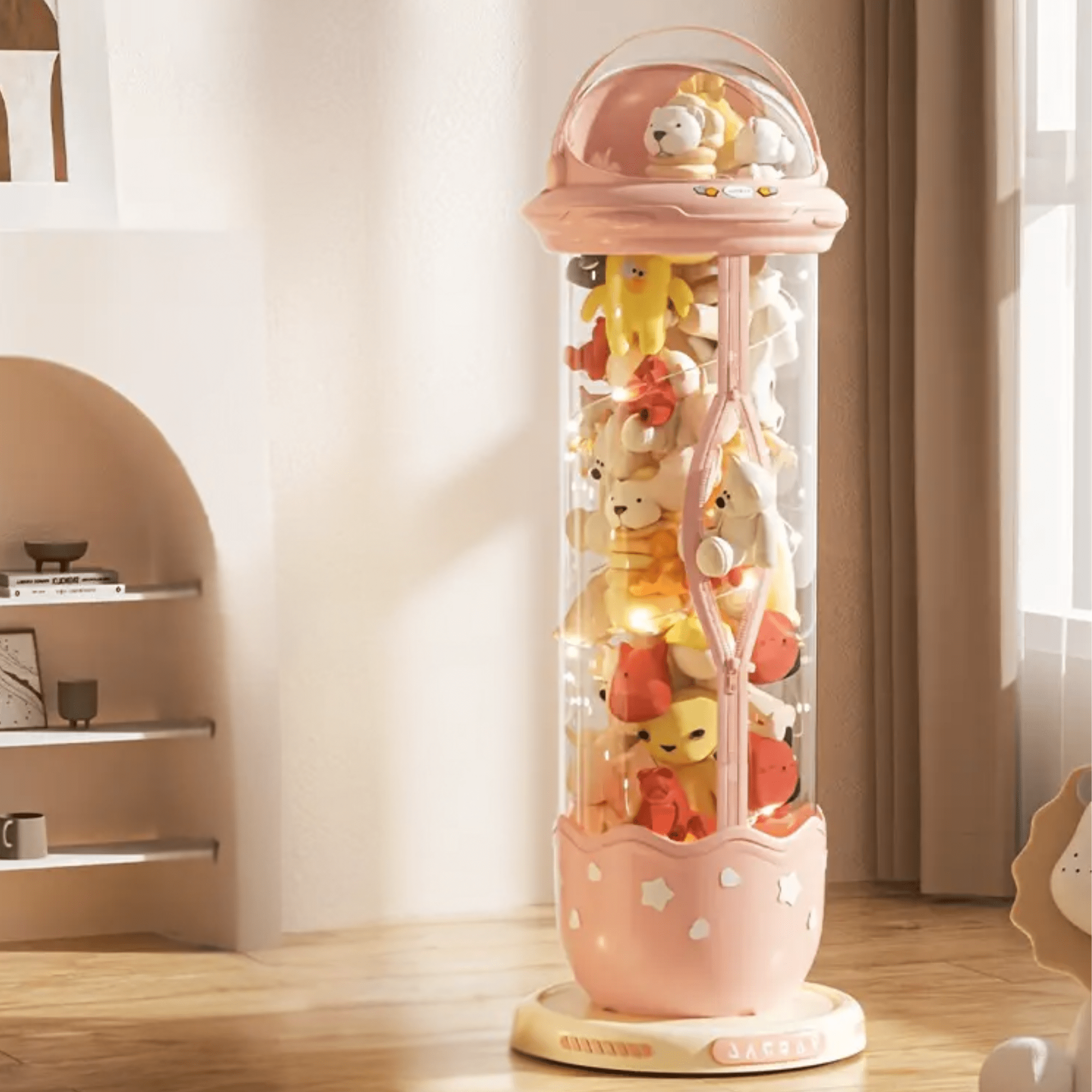 Transparent Plastic Toy Storage Bucket with Zipper (30cm)