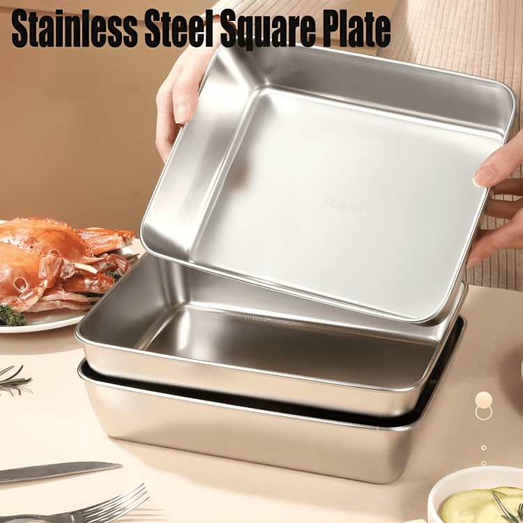 Stainless Steel Square Food Preparation Plate