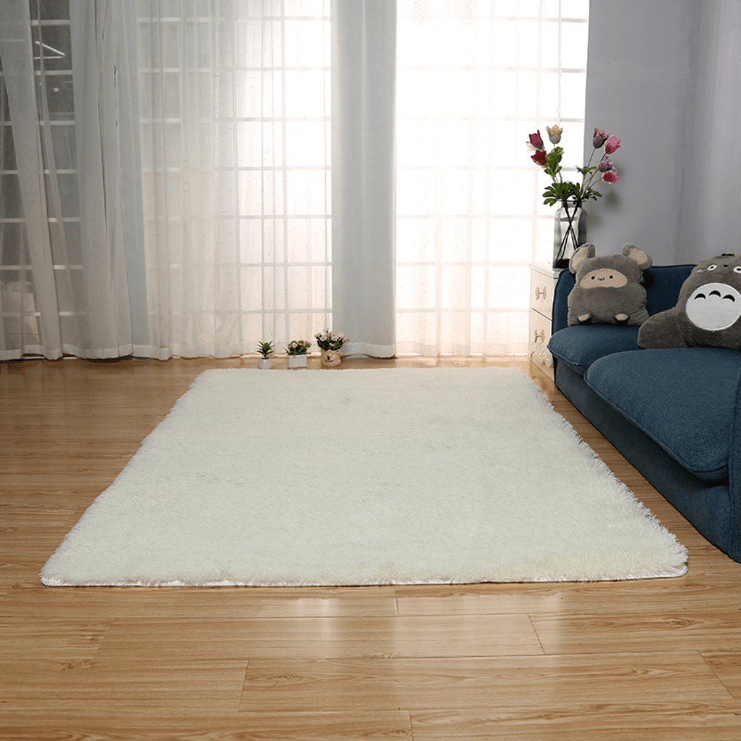 Ultra-Soft Silk Wool Living Room Carpet (Beige)
