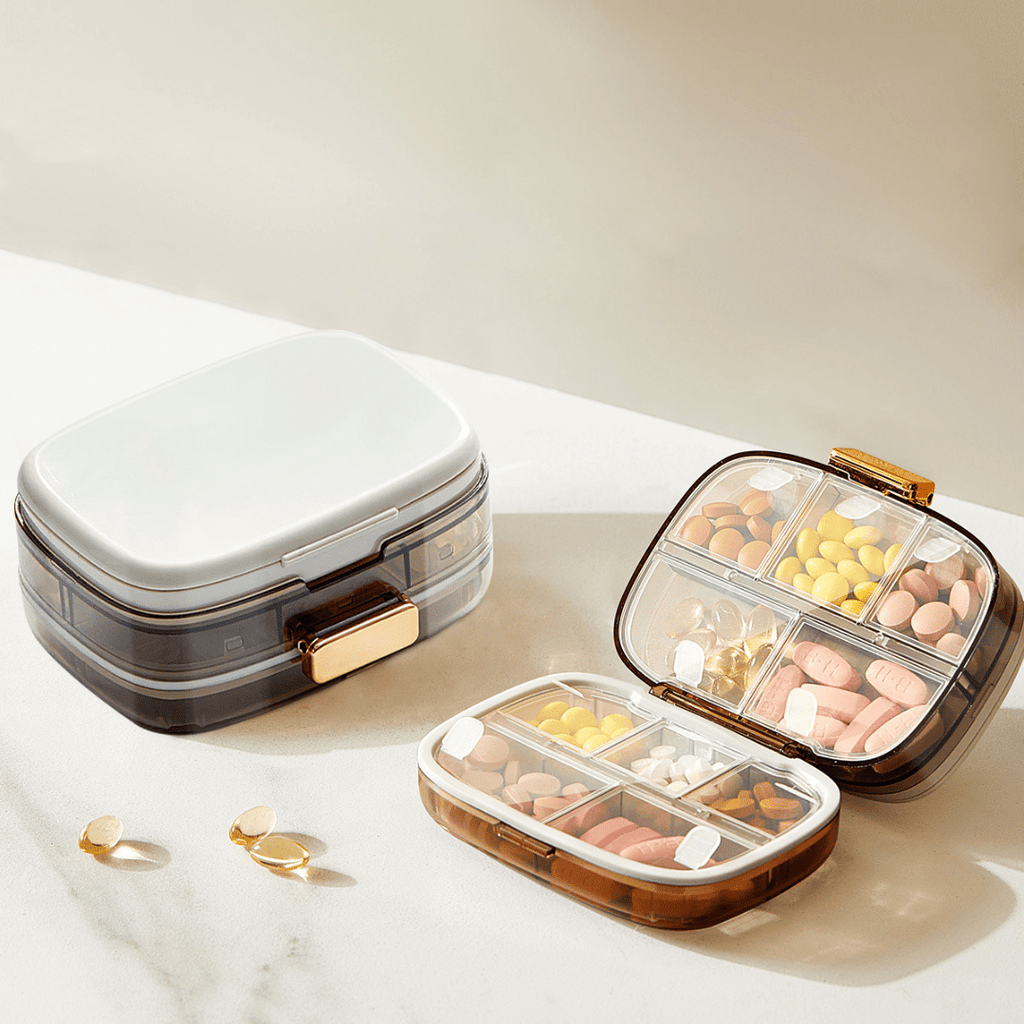 Three-Layer Portable Weekly Pill Organizer Box with Moisture Seal