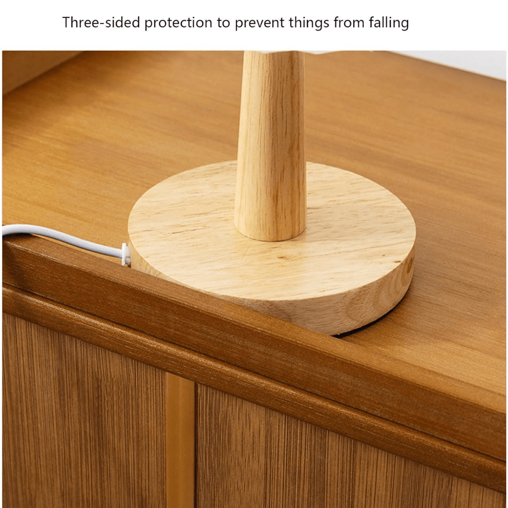 Bamboo Wood Bedside Table with Sliding Drawer & Rattan Cabinet (42cm)