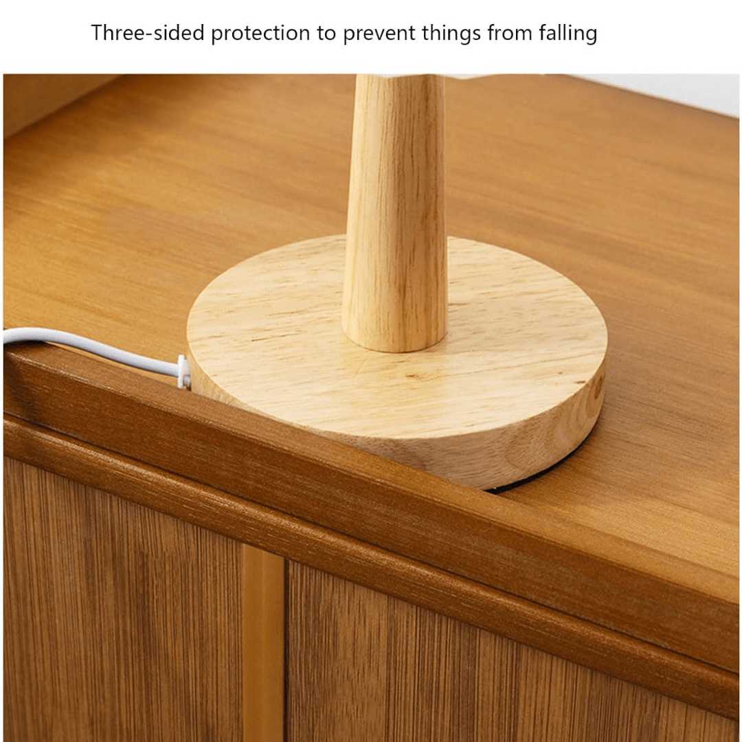 Bamboo Wood Bedside Table with Sliding Drawer & Rattan Cabinet (42cm)