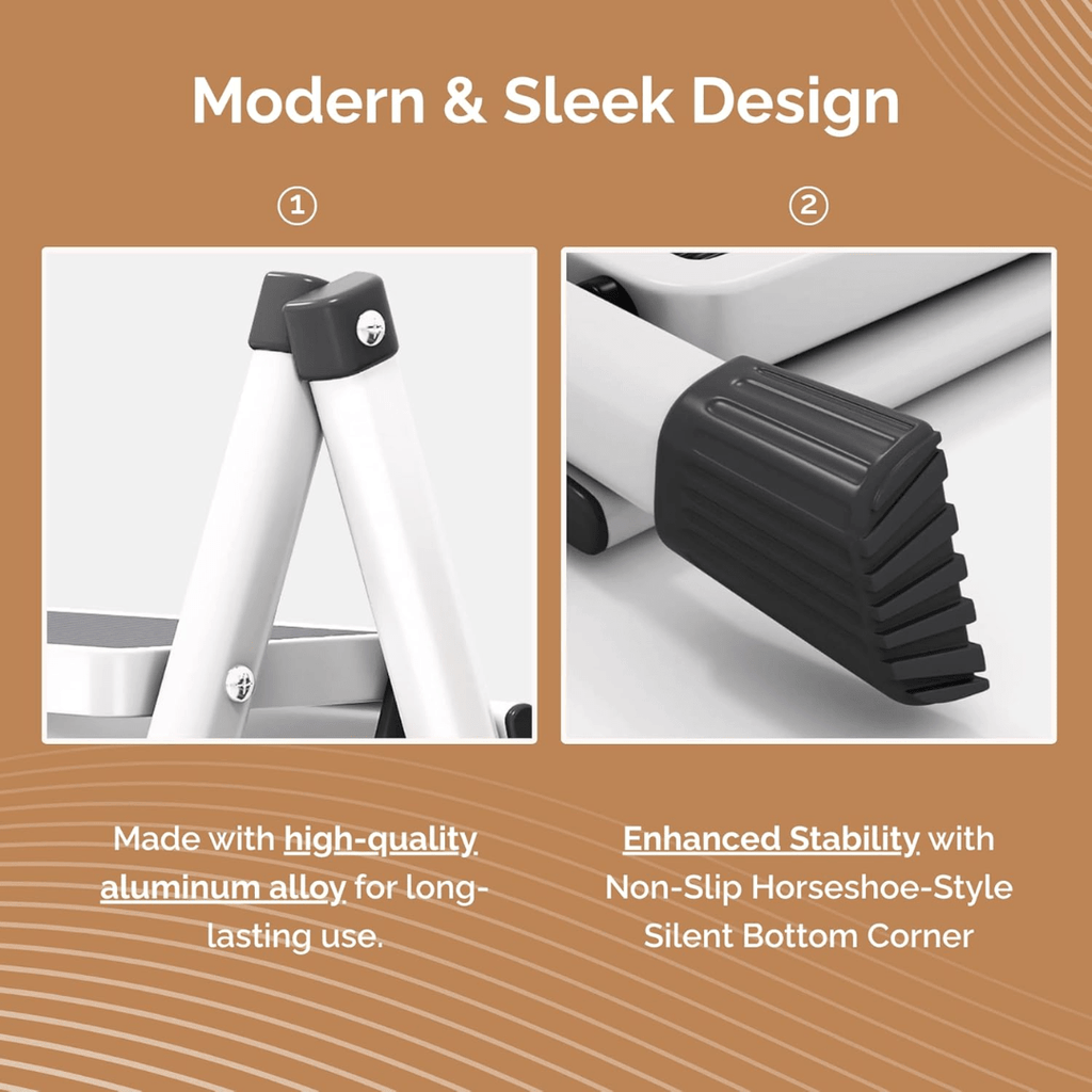 4-Step Foldable Iron Ladder with Anti-Slip Pedals