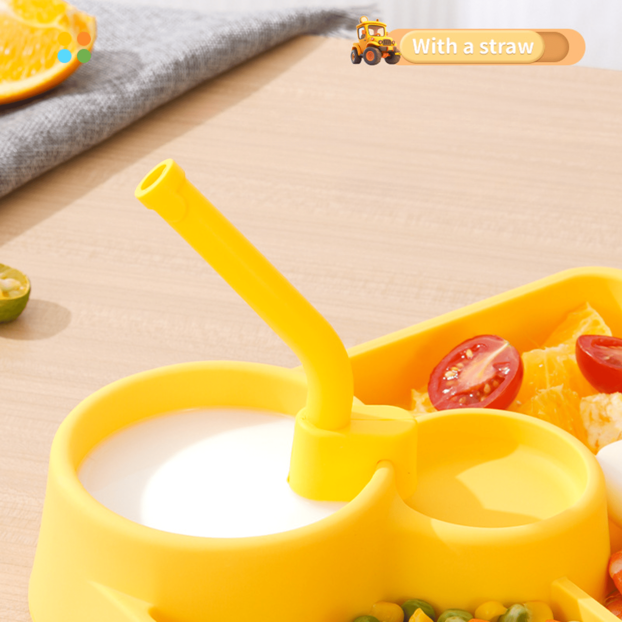 Baby Feeding Construction Themed Dinnerware Plate with Tractor Utensils