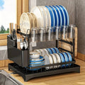 2 Tier Dish Drain Rack with Draining Outlet