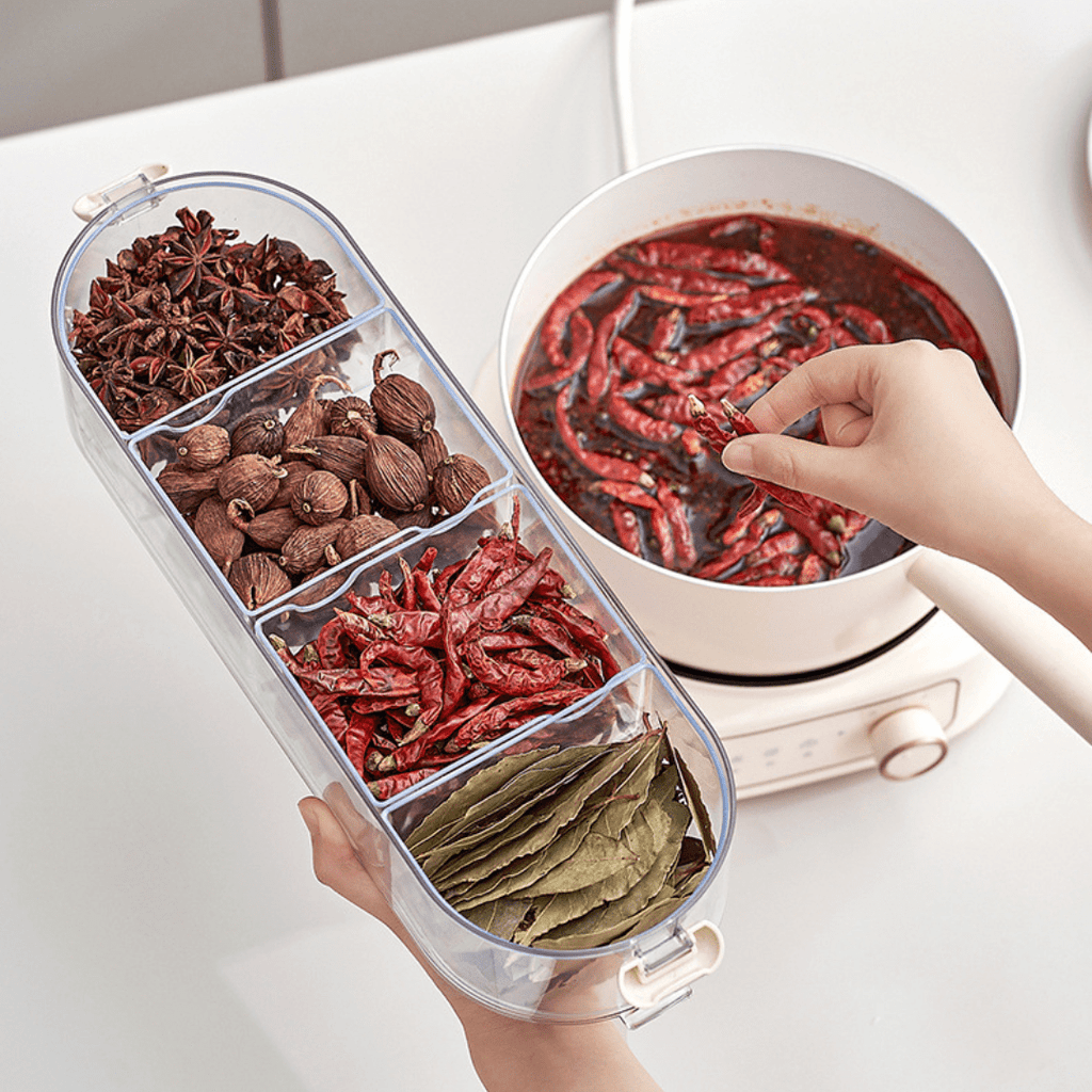 Transparent Seasoning Storage Box with Handle