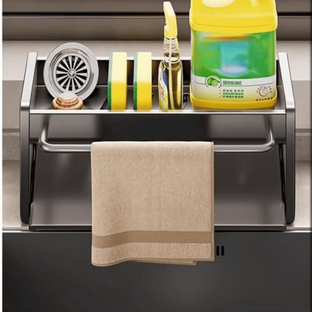 Carbon Steel Sponge & Dishcloth Holder with Auto Drain