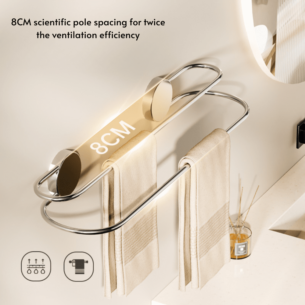 Stainless Steel Punch-Free Suction Cup Double Towel Rack