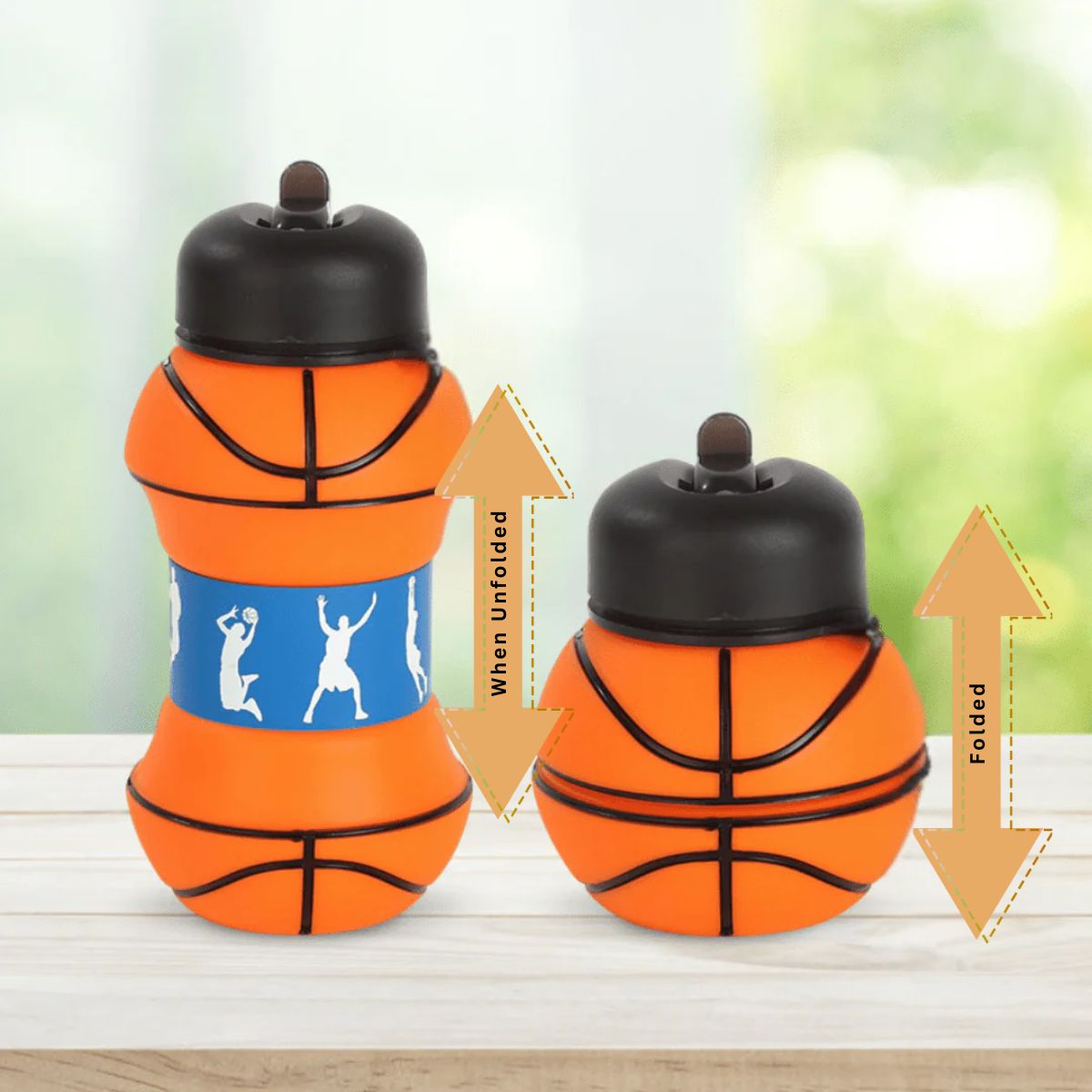 Collapsible Silicone Basketball Design Drinking Bottle