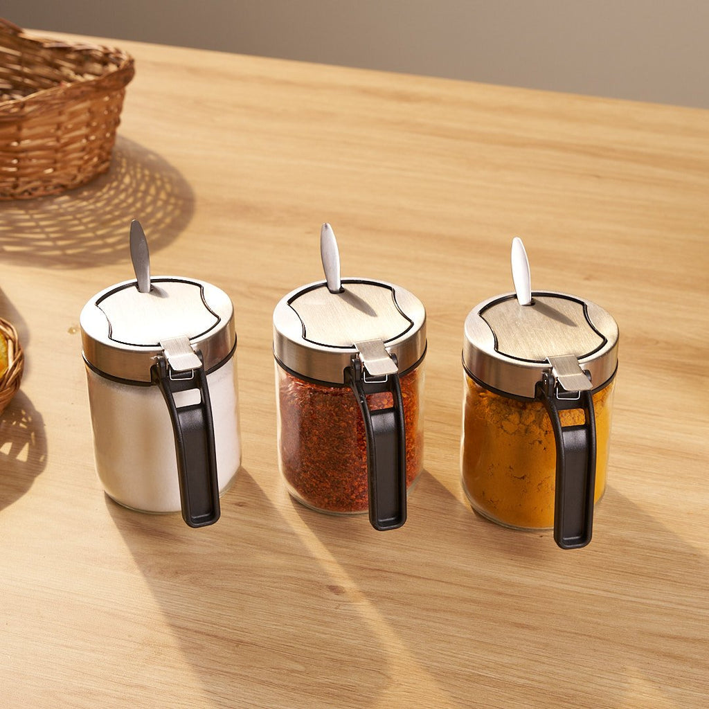 Airtight Glass Storage Containers with Stainless Steel Lid & Spoon