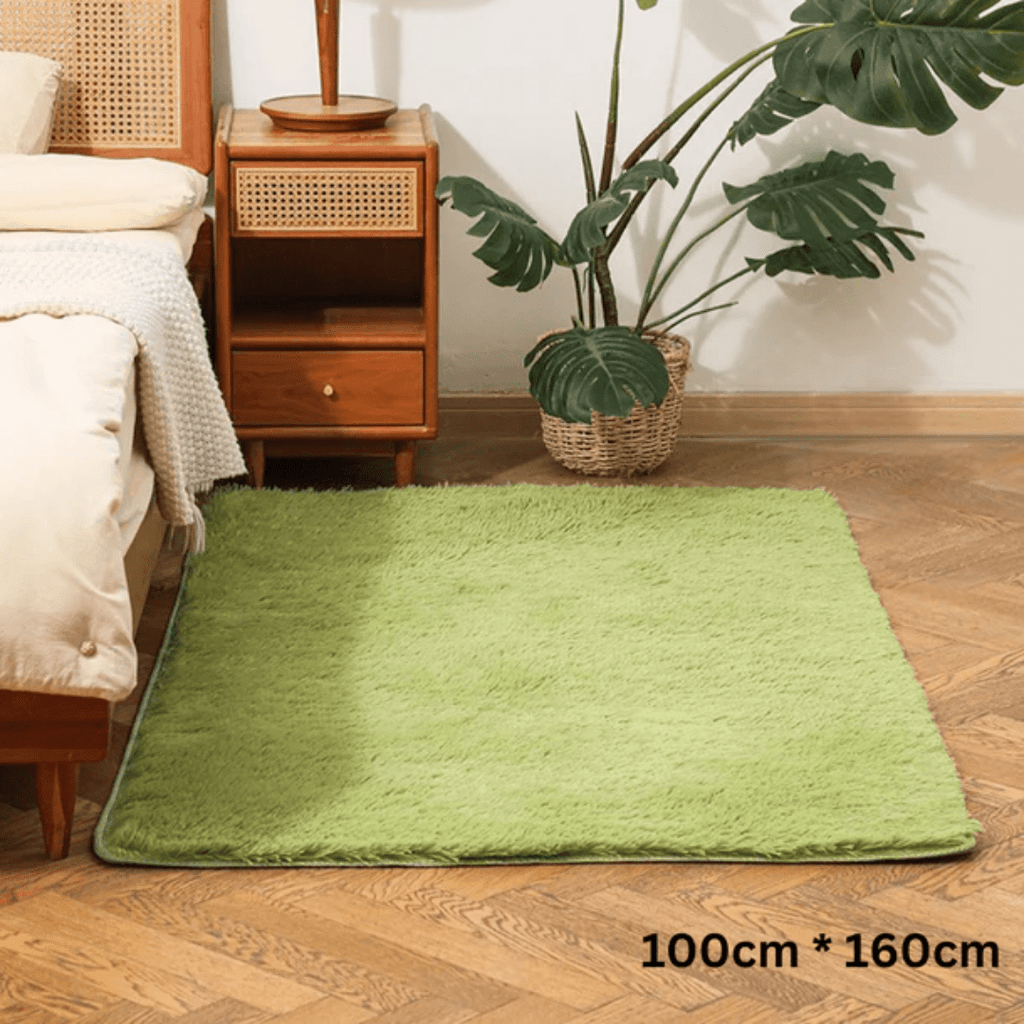 Ultra-Soft Silk Wool Living Room Carpet (Green)