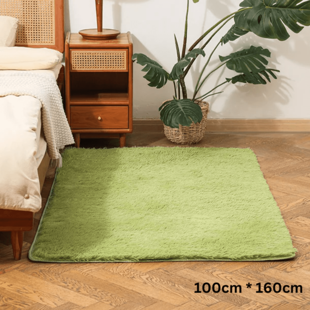 Ultra-Soft Silk Wool Living Room Carpet (Green)