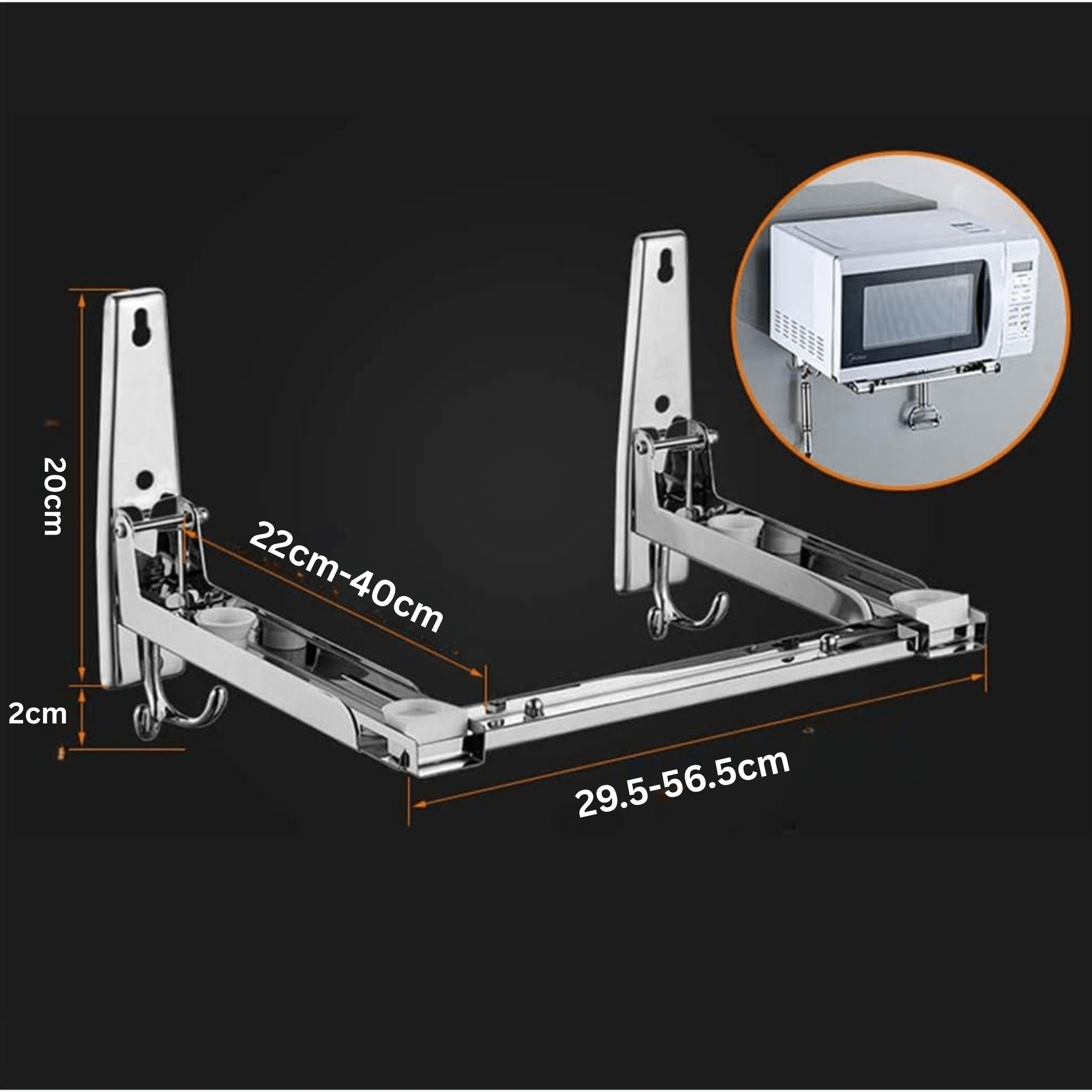 Adjustable Wall-Mounted Stainless Steel Microwave Oven Rack Shelf