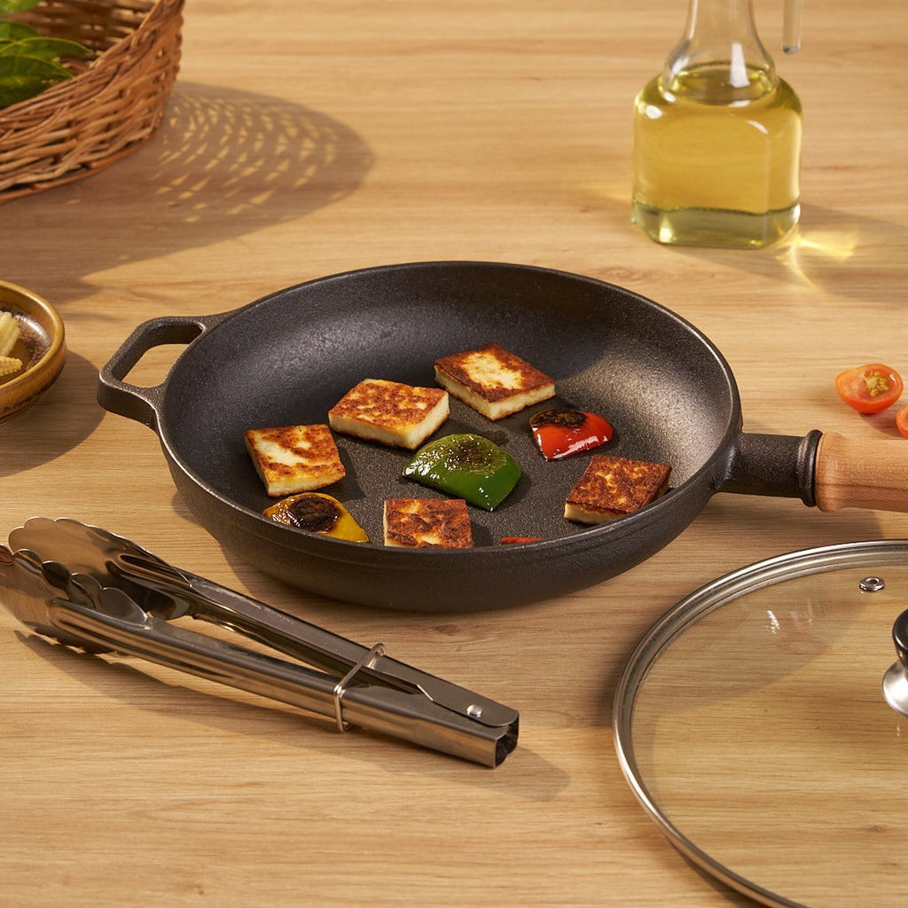 Ultra Heat Cast Iron Skillet Pan with Wooden Handle(22cm)