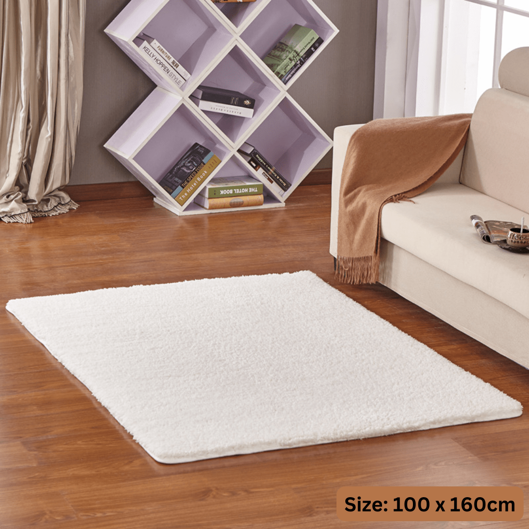 Ultra-Soft Silk Wool Living Room Carpet (Beige)