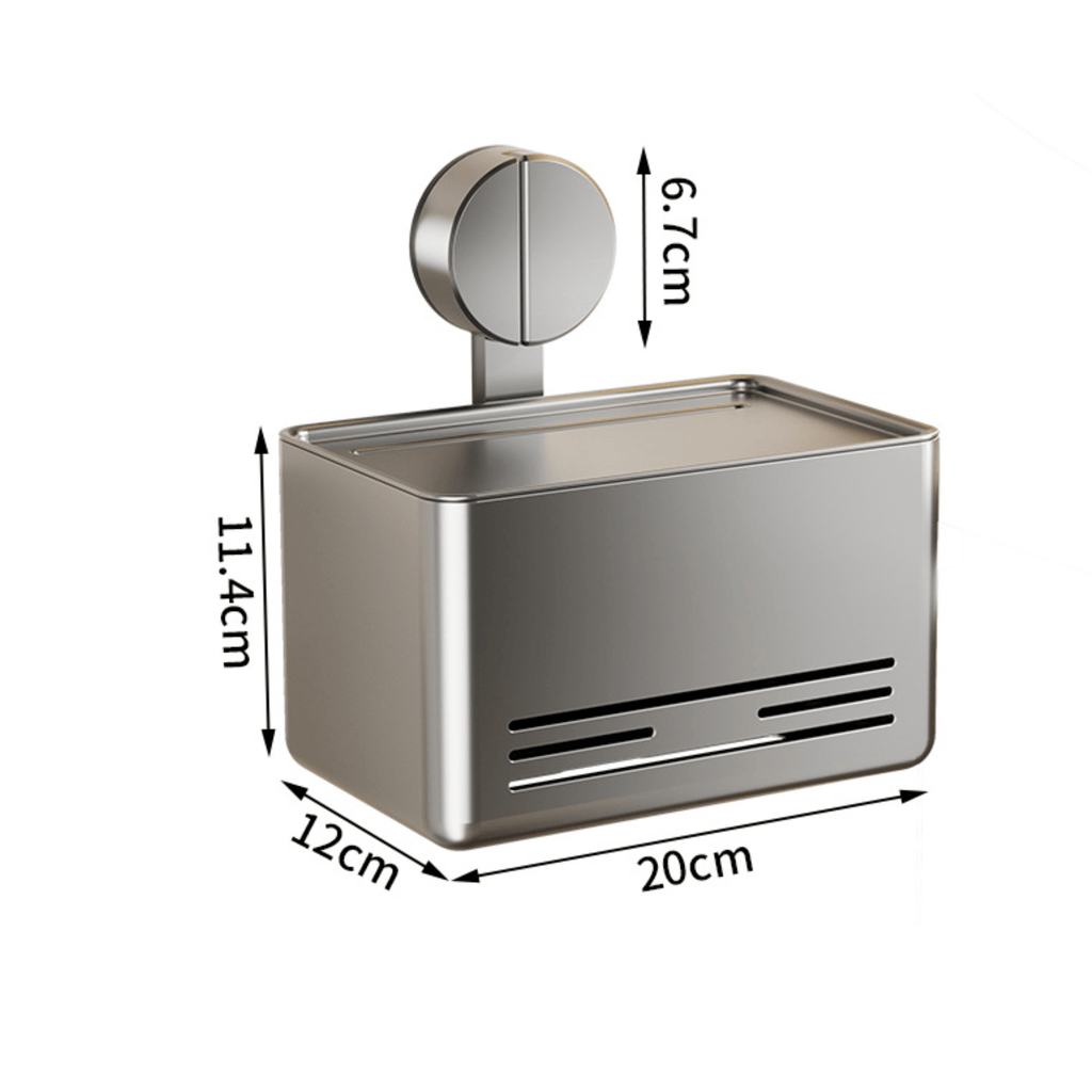 Wall-Mounted Suction Cup Toilet Tissue Box with Storage Shelf