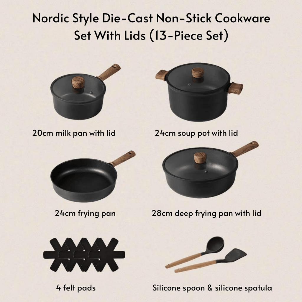 13-Piece Titanium Coated Non-Stick Kitchen Cookware Set