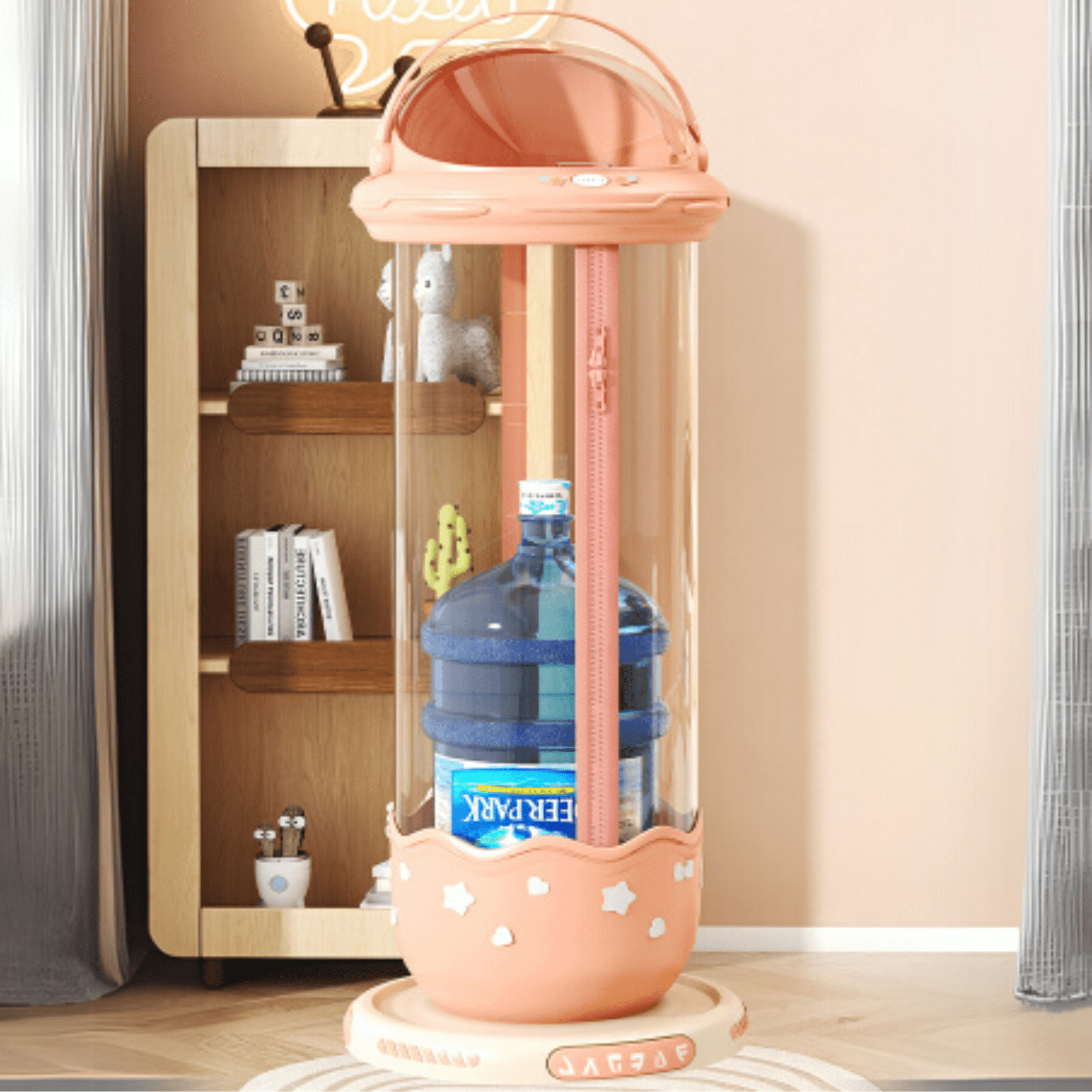 Transparent Plastic Toy Storage Bucket with Zipper (30cm)