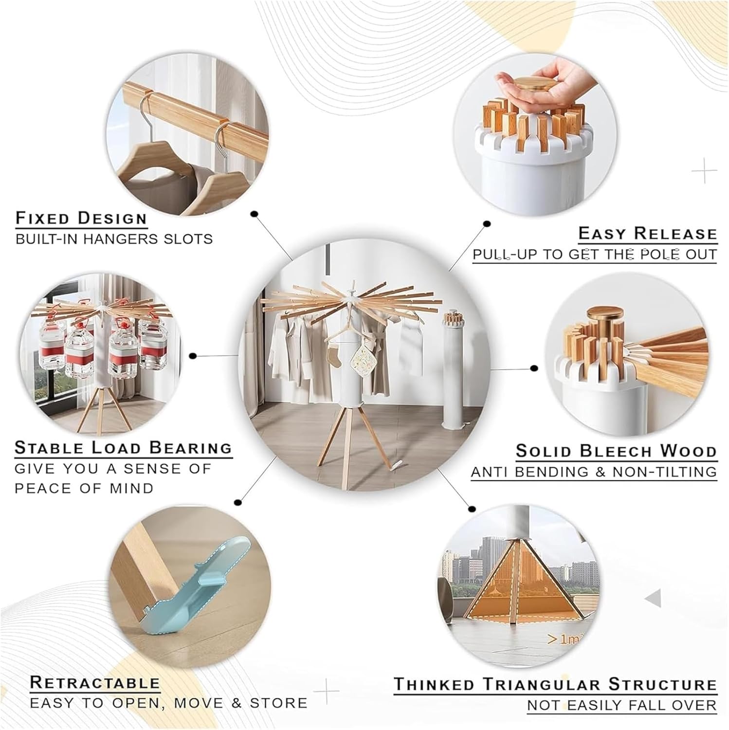 360-Degree Rotating Foldable Laundry Drying Rack