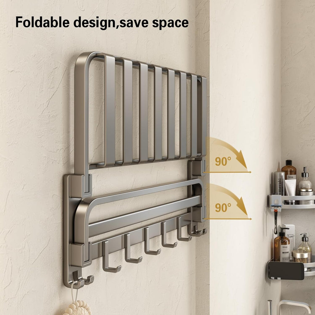Aluminum Space Saver Foldable Towel Rack (60cm)