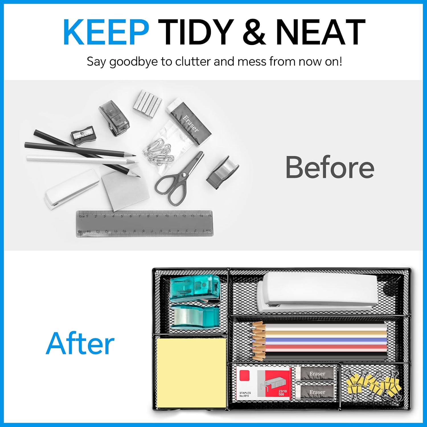 Versatile 6-Compartment Desk Drawer Organizer