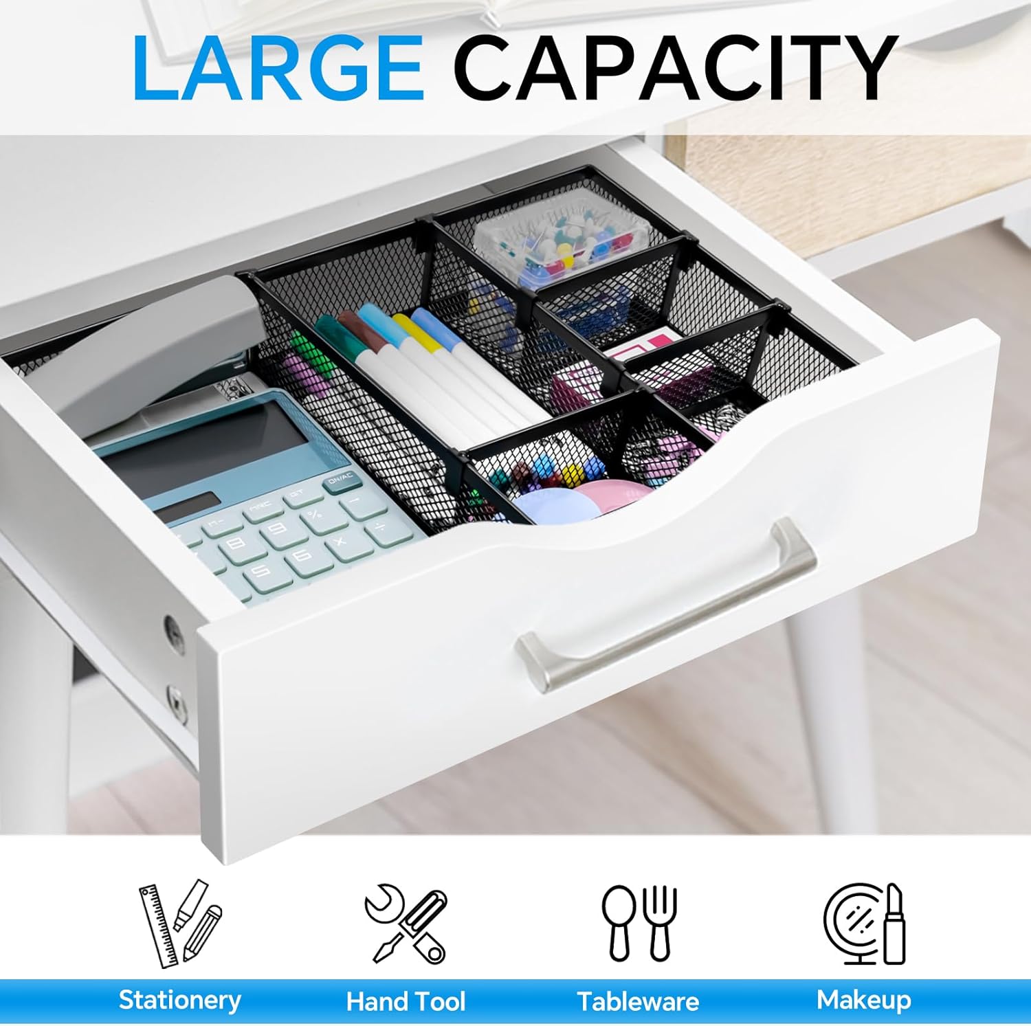 Versatile 6-Compartment Desk Drawer Organizer
