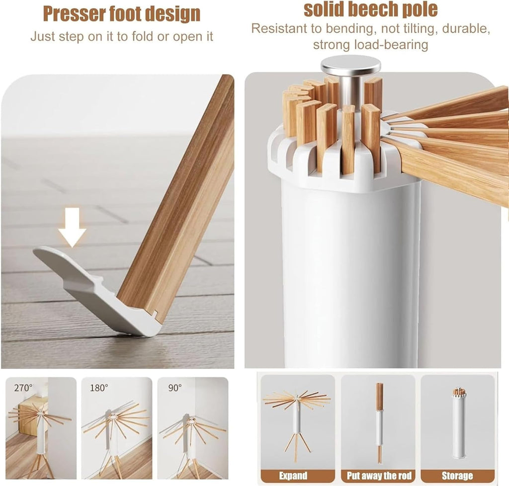 360-Degree Rotating Foldable Laundry Drying Rack