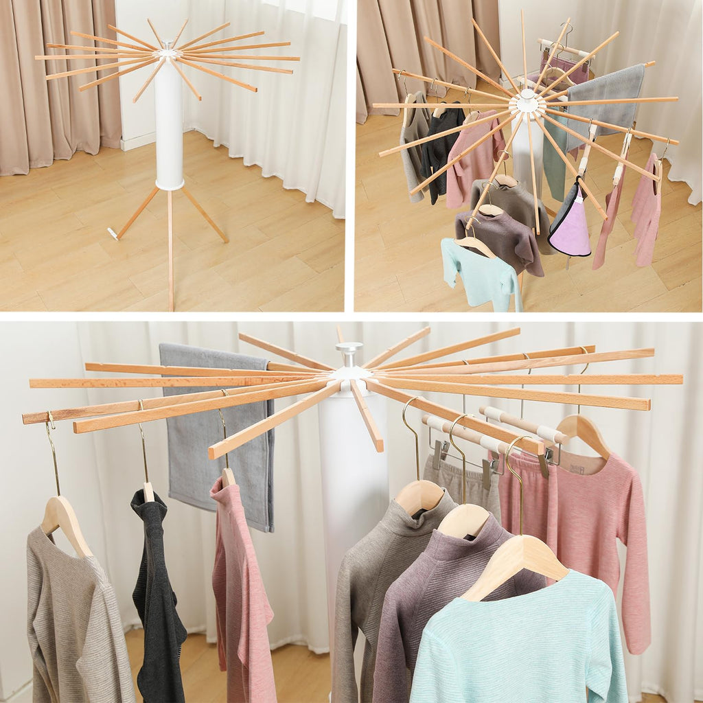 360-Degree Rotating Foldable Laundry Drying Rack