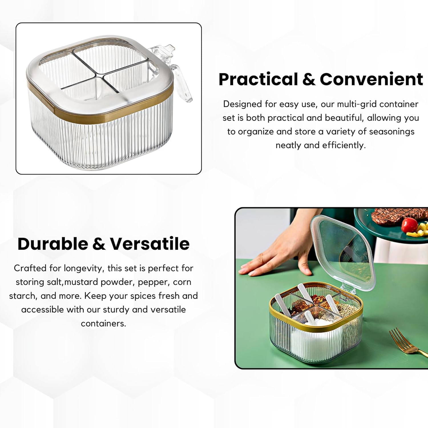 4-Compartment Airtight Kitchen Organizer