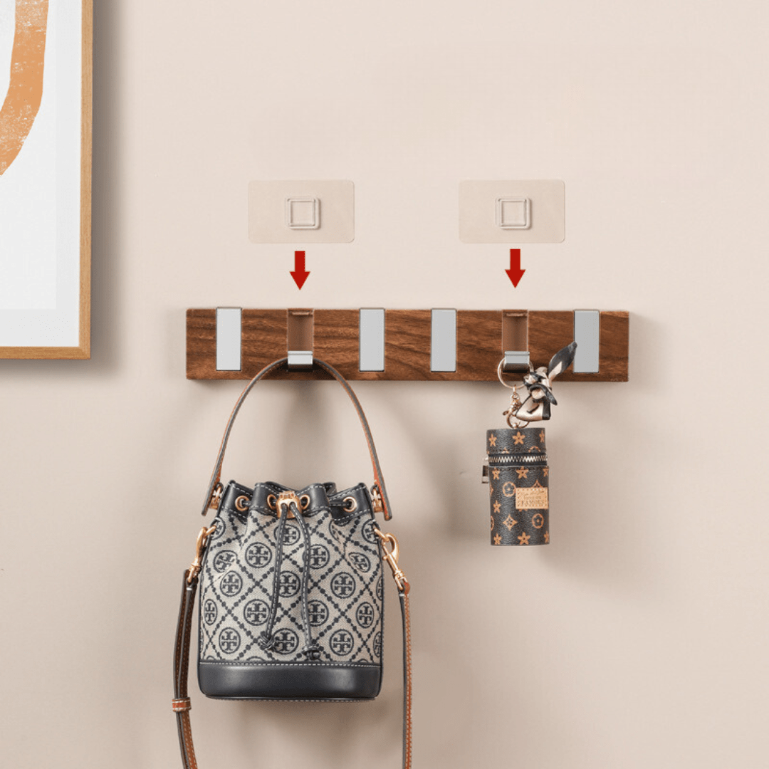 Wall-Mount Folding Fall Hooks with 6 Hooks, Drill Free