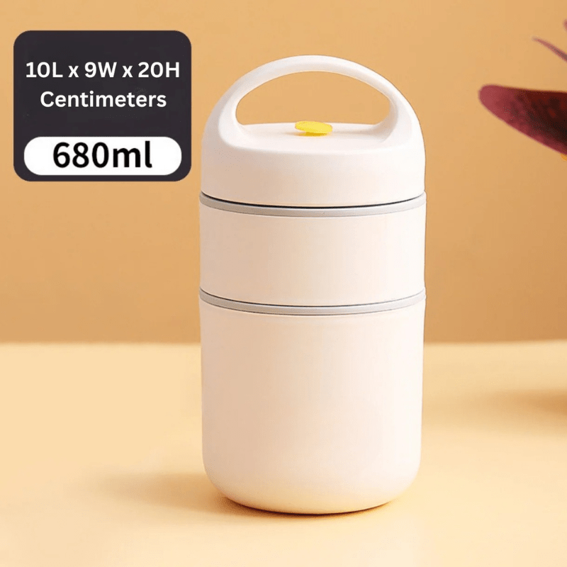 2-Tier Stainless Steel Insulated Lunch Box with Bag (680ml)