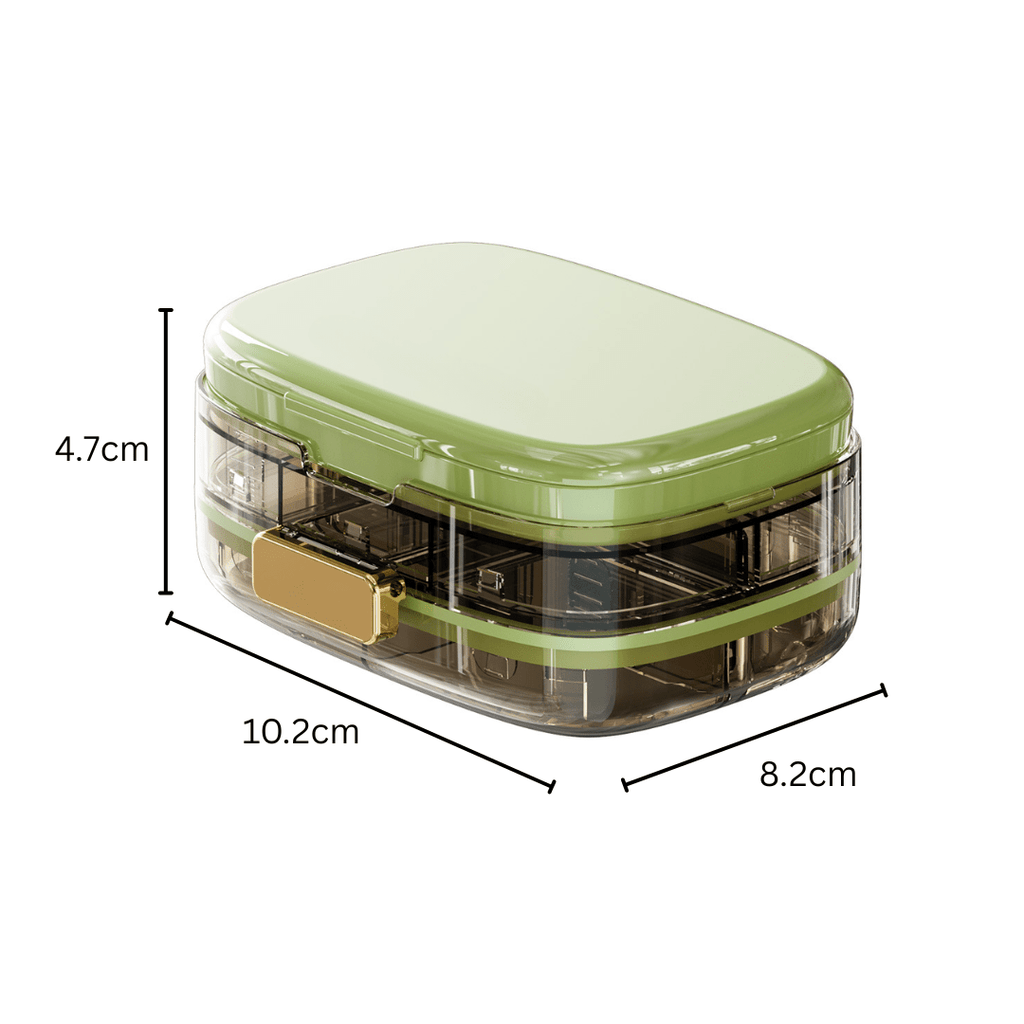 Three-Layer Green Portable Weekly Pill Organizer Box with Moisture Seal