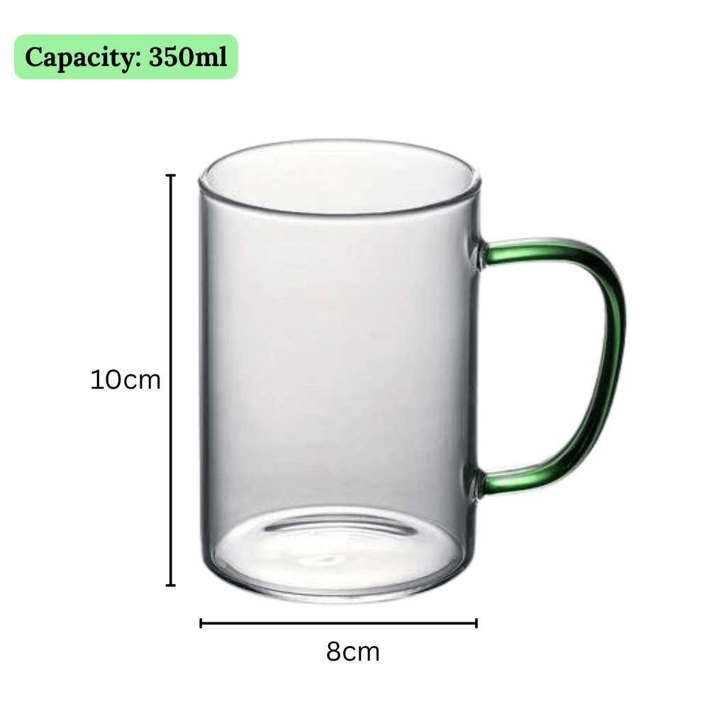 350ml Transparent Borosilicate Glass Mug with Handle