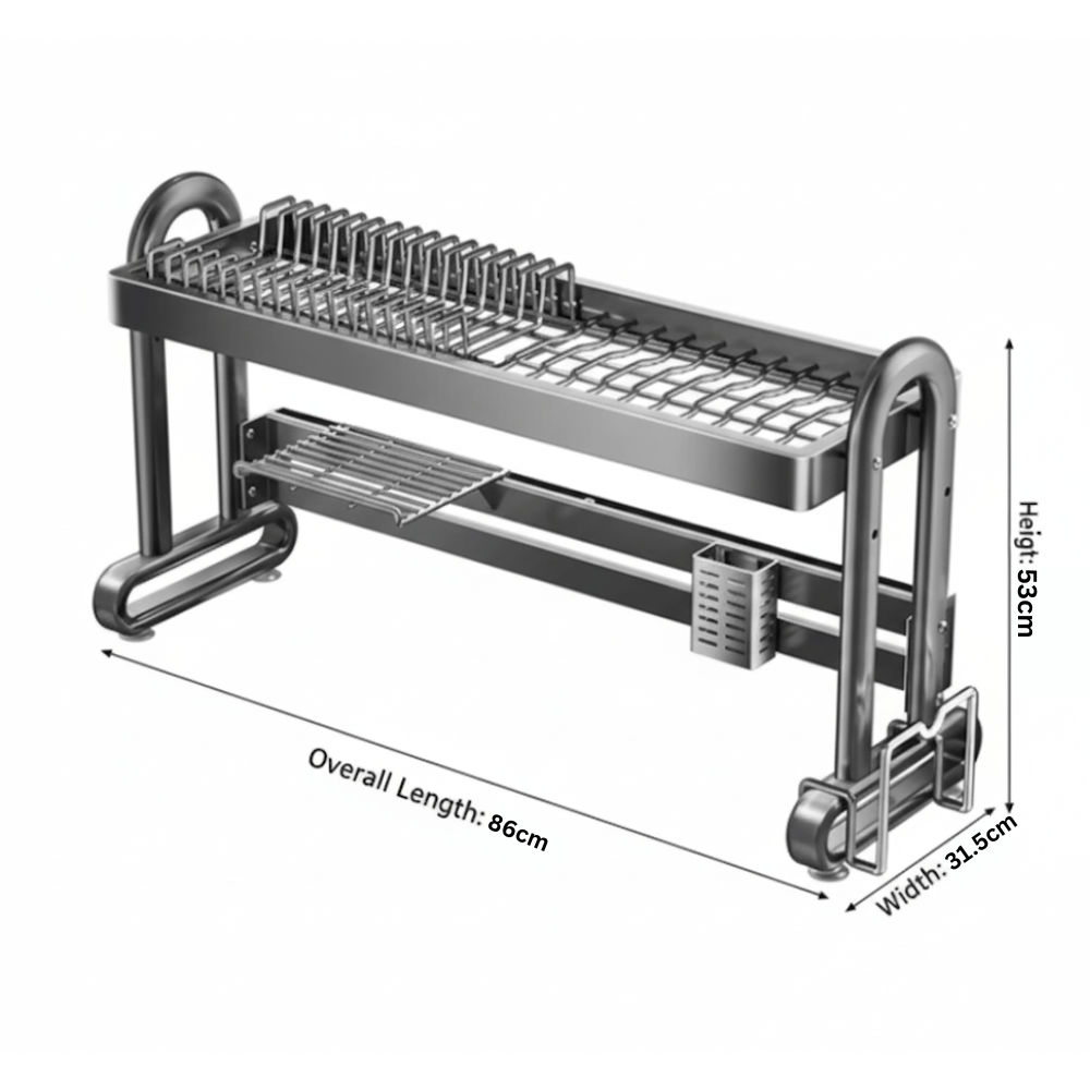 Clean Edge Stainless Steel Multi-Function Dish Rack Organizer