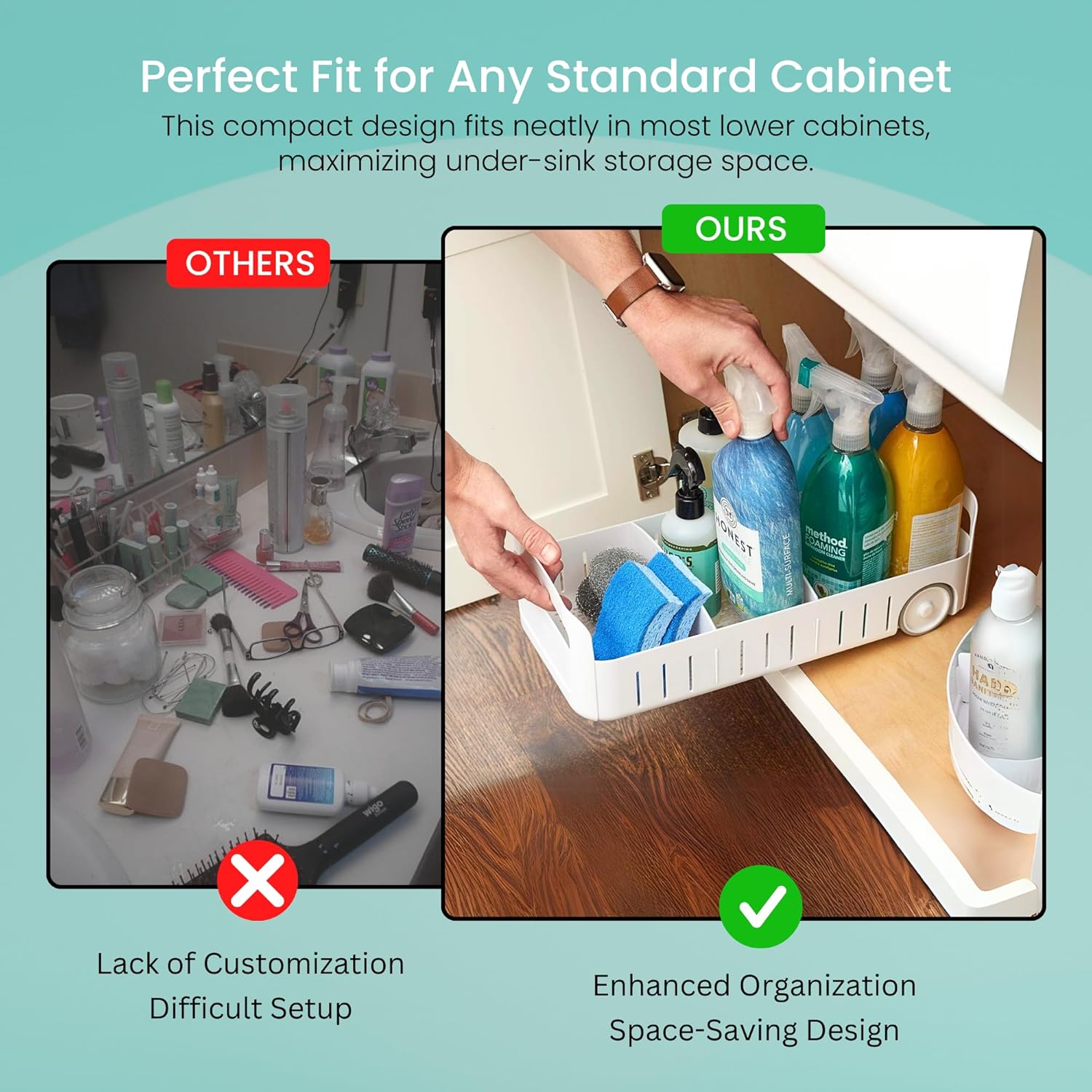 Adjustable Compartments Rolling Storage Organizer