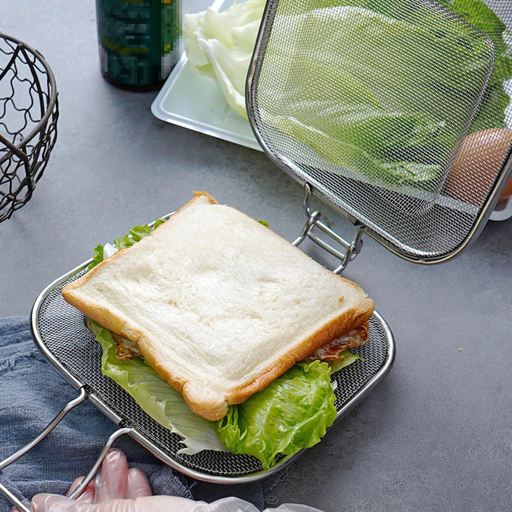 Stainless Steel Sandwich Grilling Net with Clamp