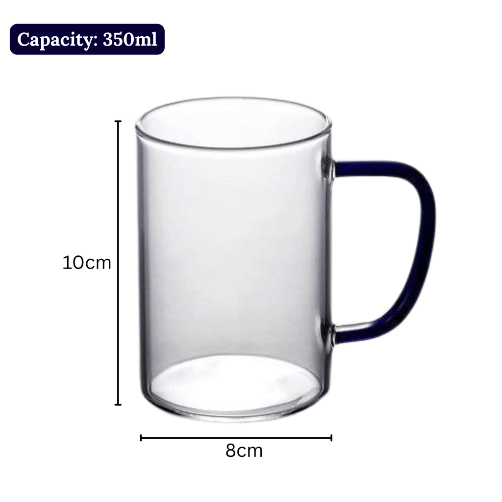 350ml Transparent Borosilicate Glass Mug with Handle