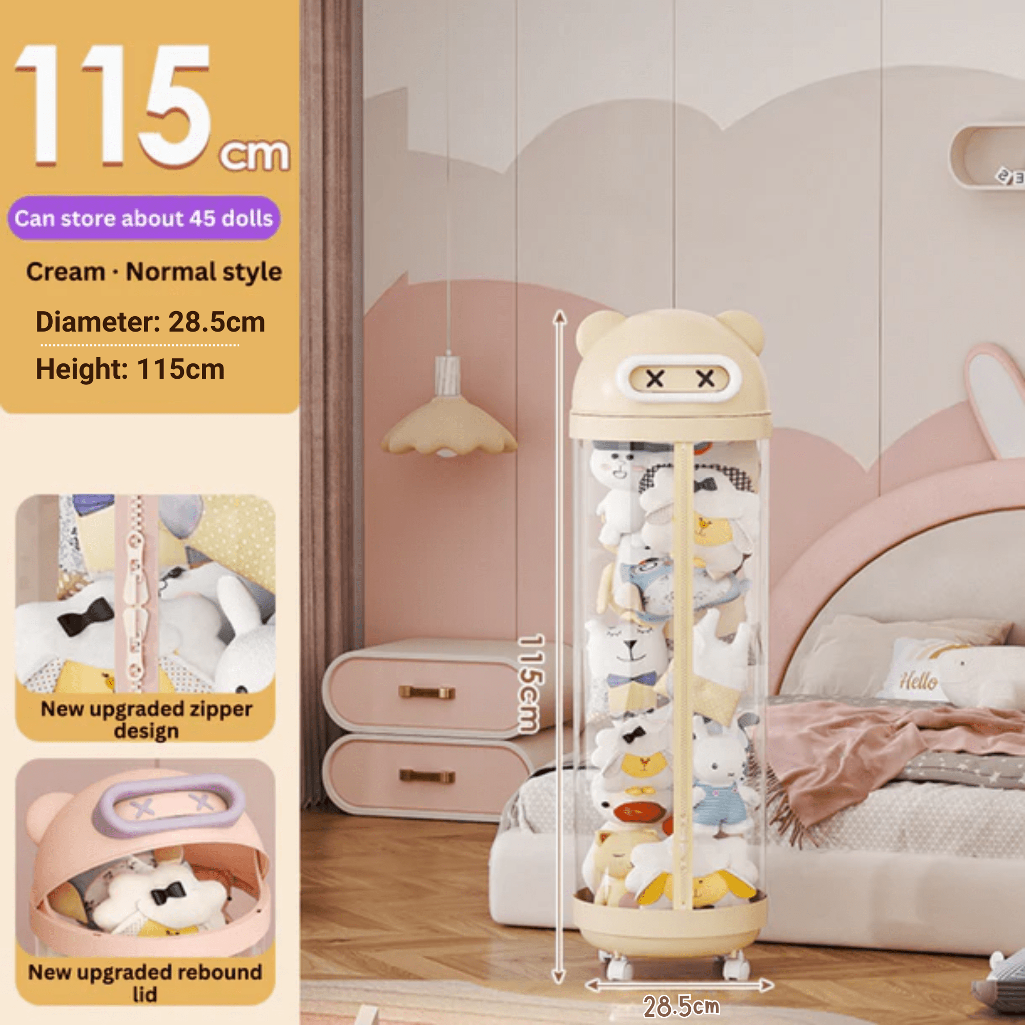 Transparent Doll Storage Bucket