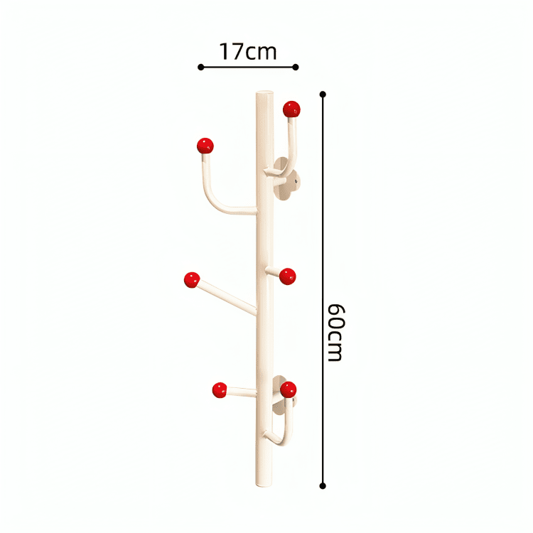 Wall-Mounted Metal Coat Rack with Decorative Rounded Hooks