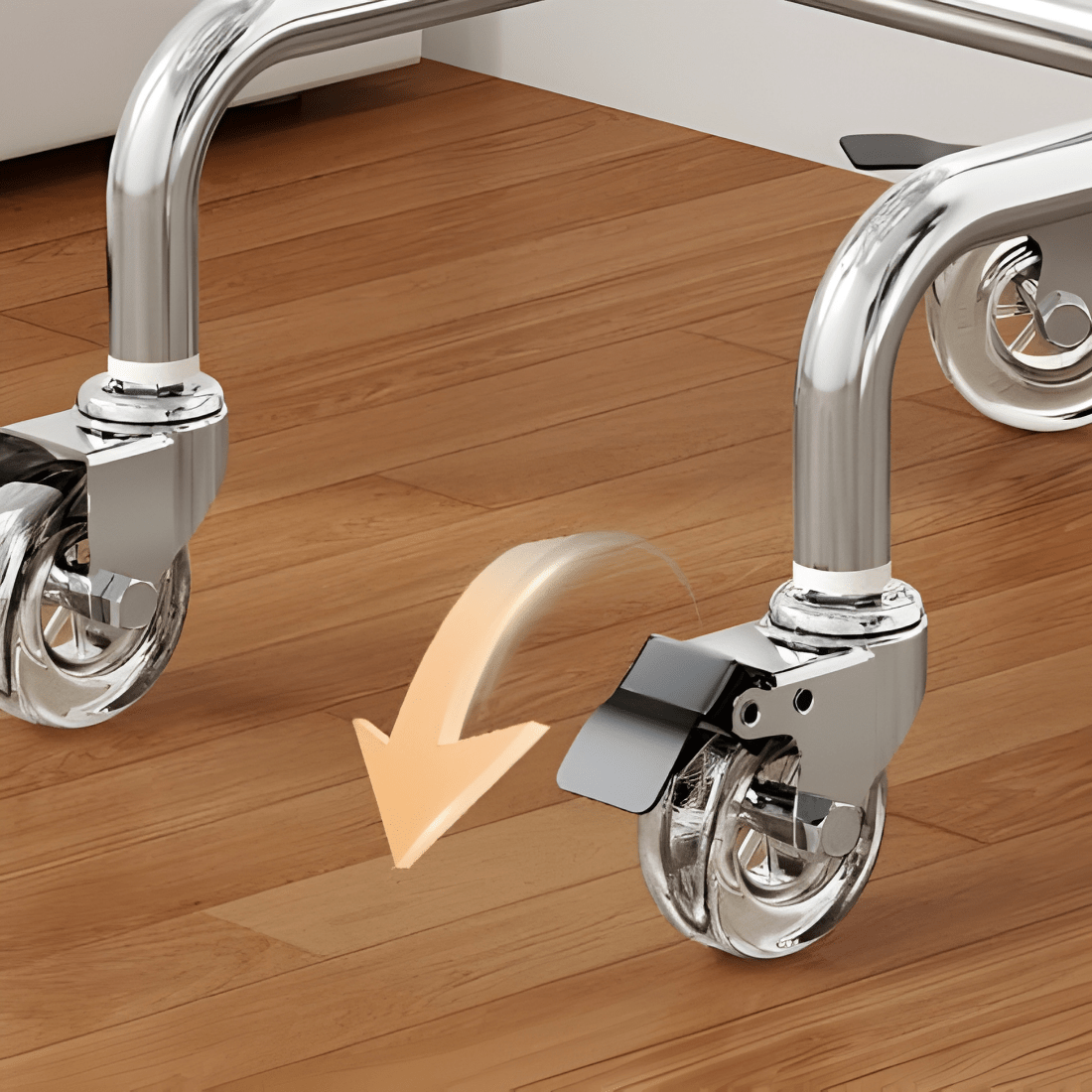 Three-Layer Carbon Steel Storage Trolley with Wheels